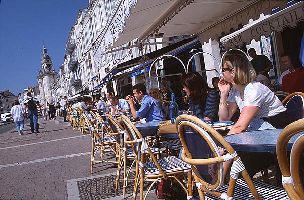 People-watching from the restaurant terraces of La Rochelle.